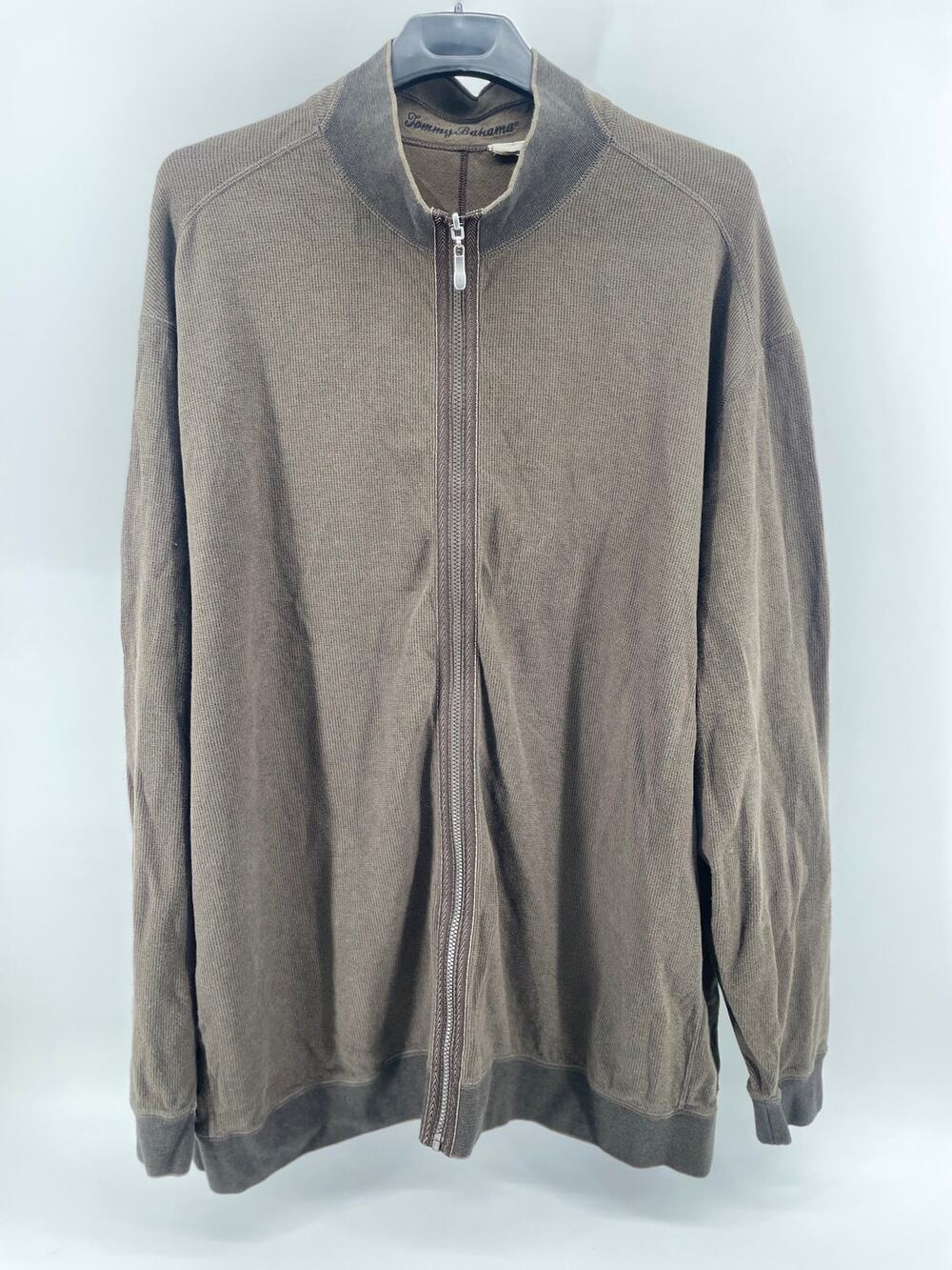 Tommy Bahama Reversible Henley Men’s 4XLT Olive Green Pima Cotton/Nylon Full Zip